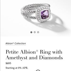 David Yurman petite amethyst diamond ring